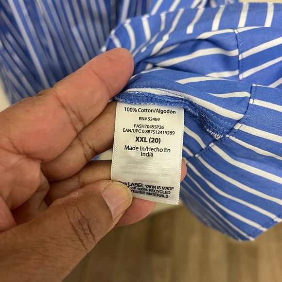 Blue and White Striped Dress with Pockets - Picture 6 of 9